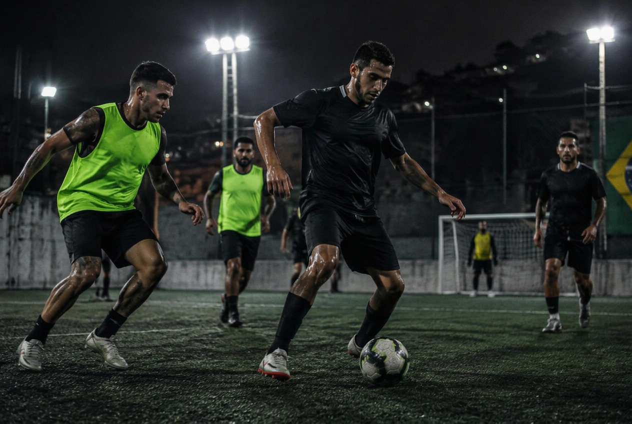 Jogadores amadores em quadra society